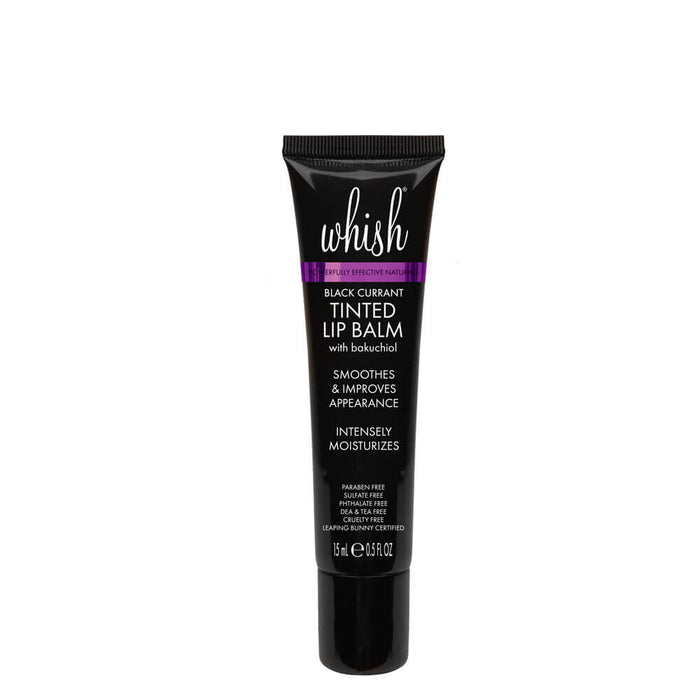 Whish Beauty Black Currant Tinted Lip Balm with Bakuchiol – 0.5 fl oz black tube, intensely moisturizing and smoothing natural lip treatment